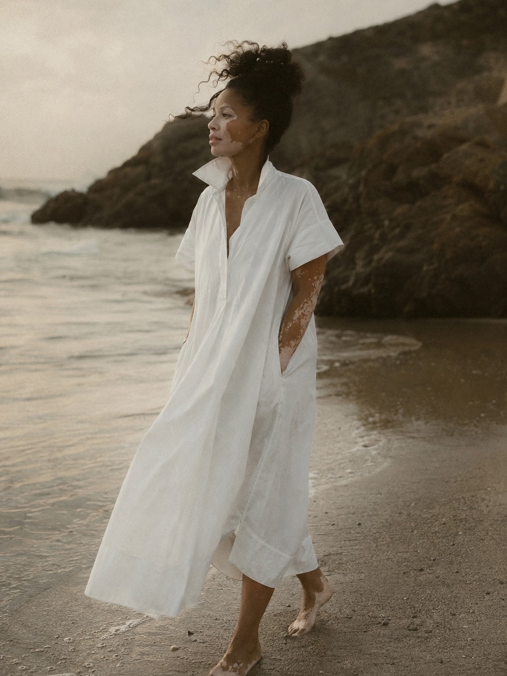 Banana Republic White Cotton Poplin Oversized Resort Trapeze Maxi Shirtdress M/L - Picture 10 of 11